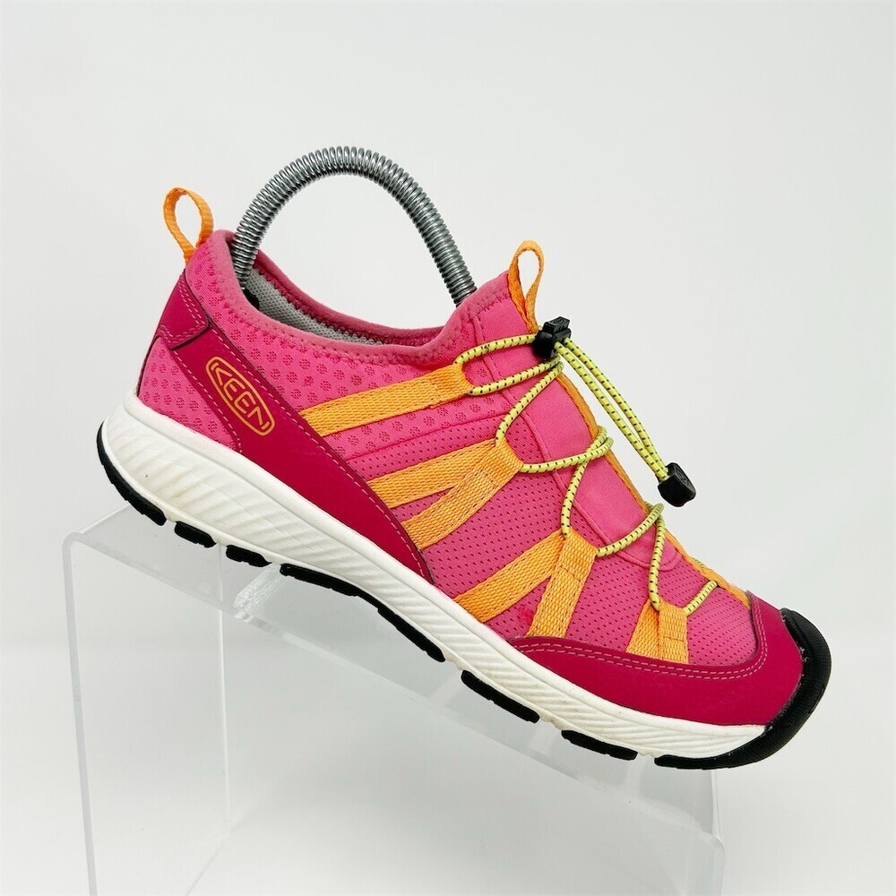 KEEN Motozoa Sneakers Unisex Kids Pink Orange Bungee Lace Low Top Shoes Size 5